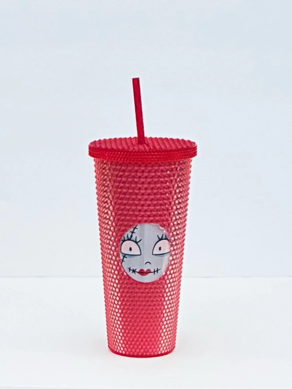 Nightmare Before Christmas Sally Tumbler Studded Cup Textured Red Lid Straw